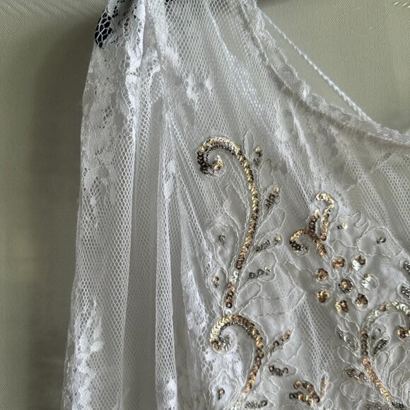 NWOT Free People x Intimately WOMEN'S BODYSUIT M Ready To Party LACE SEQUIN - Picture 5 of 16